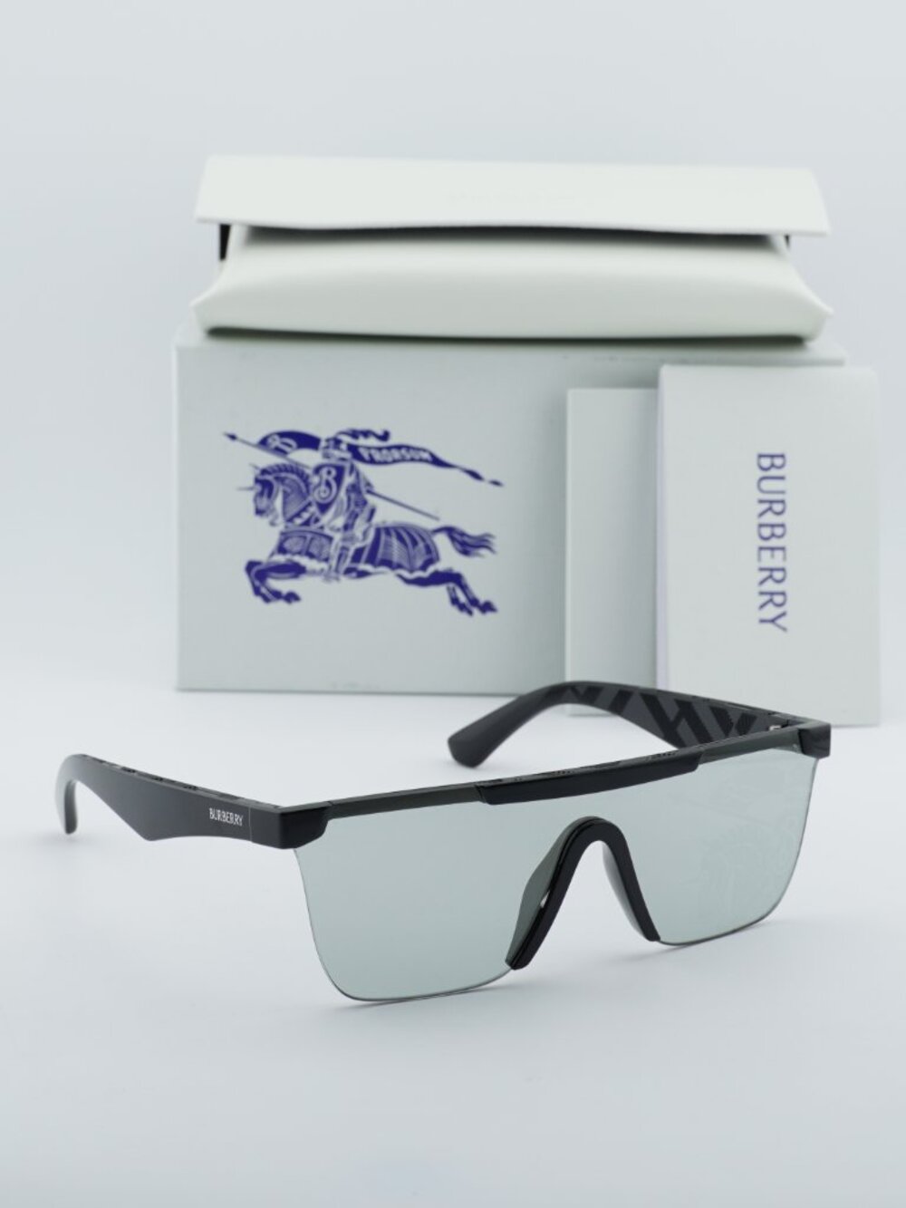 Burberry BE4480D 300169 Square Sunglasses - Black/Light Gray Tampo Silver - Picture 5 of 10